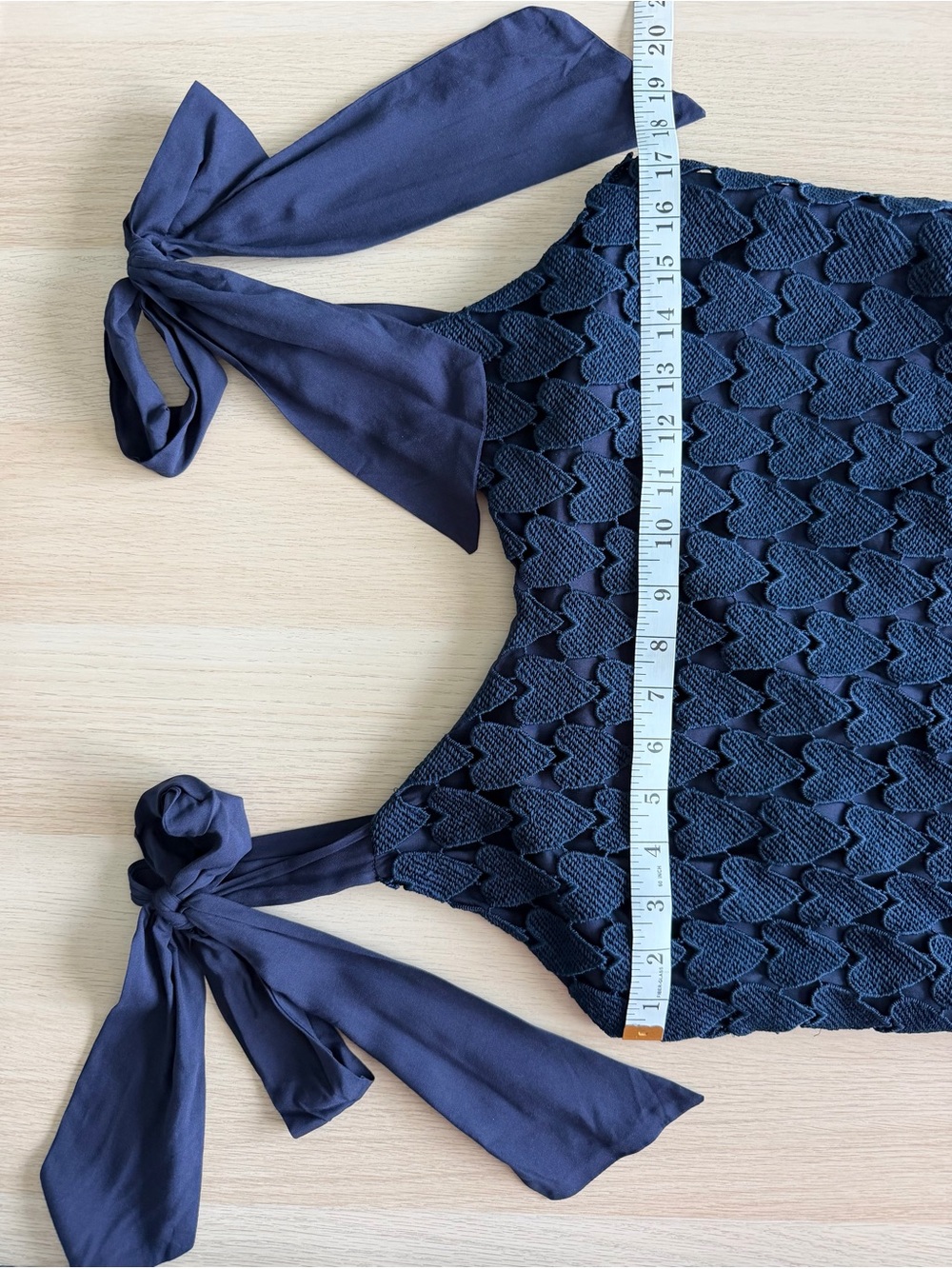 Umgee Navy Heart Shaped Crochet Fringe Maxi Dress Medium Tie Shoulder NWT Boho - Picture 8 of 15
